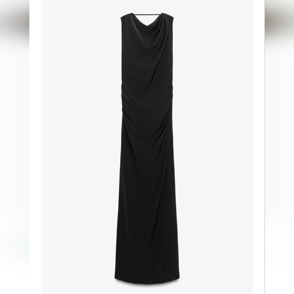 ZARA OPEN BACK MAXI DRESS BLACK SIZE XS - Picture 6 of 7